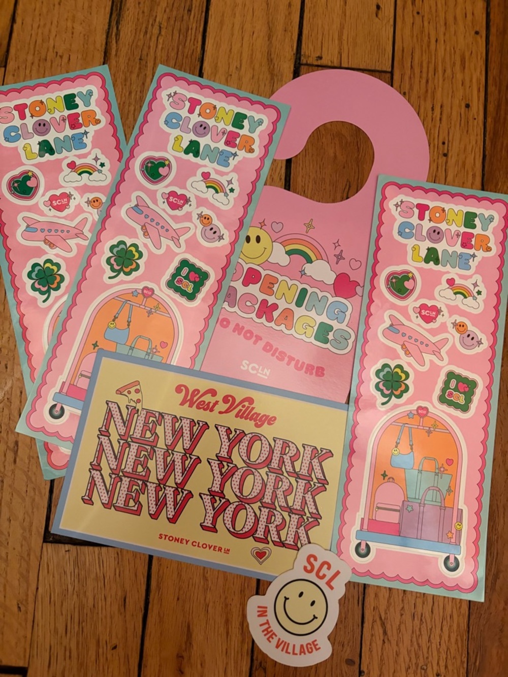 A lot of stony Clover Lane stickers and postcard NYC exclusive